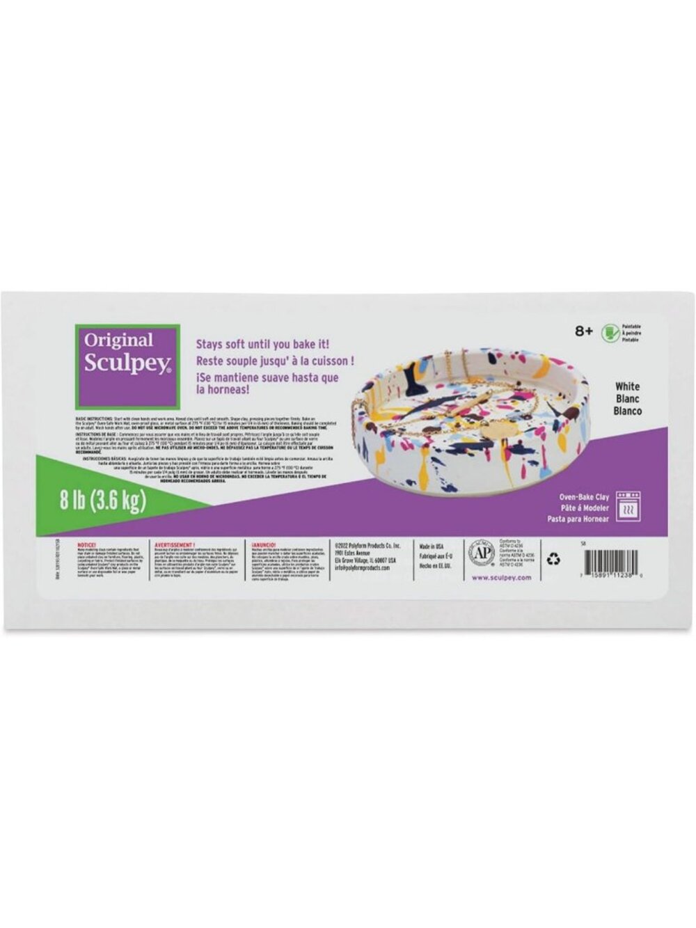 Non-Toxic White Polymer Clay, 8 lbs - Oven Bake for Sculpting & DIY Projects